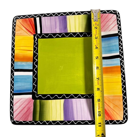 Certified International Nancy Green Square Platter Colorful Serape Plate 11" - Picture 6 of 8